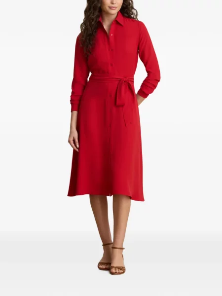 Cu centură rochie midi Lauren Ralph Lauren roșu