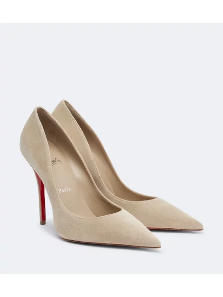 Pantofi cu toc Christian Louboutin din piele de căprioară bej