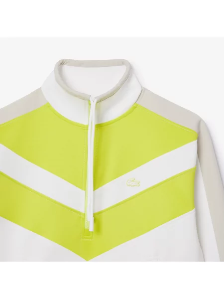 Lacoste Relaxed Fit Bluza Z Pół-Zamkiem I Blokami Kolorów biała