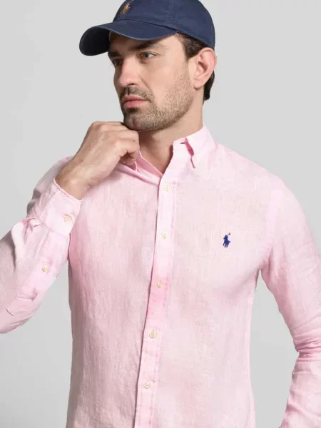 Koszula casualowa o kroju slim fit z czystego lnu Polo Ralph Lauren różowa