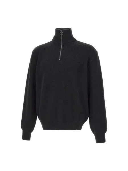 Lniany sweter z golfem Paul & Shark niebieski