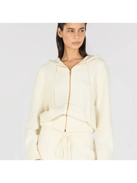 Bluza z kapturem Roberto Cavalli wełniana z kapturem beżowa