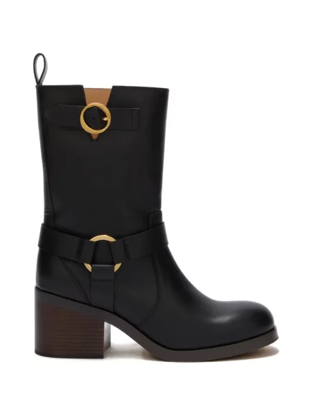 Botine Odissì din piele cu bretele negru