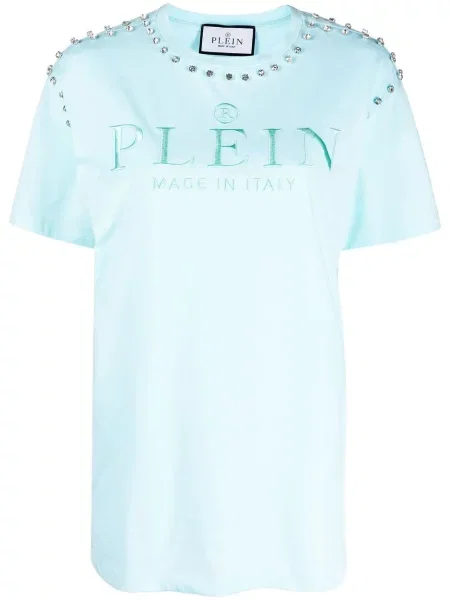 Tricou Philipp Plein de cristal scurt albastru