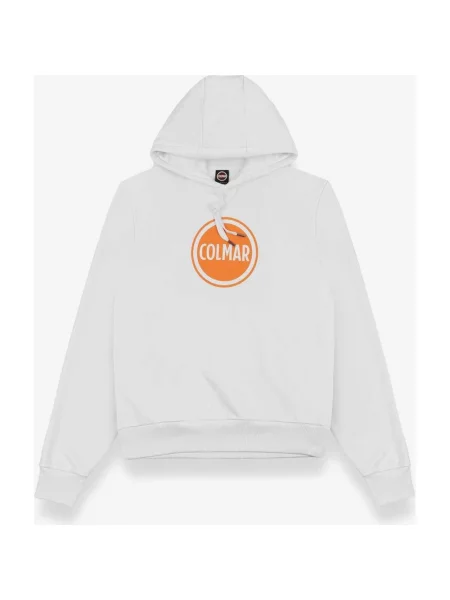 Bluza z kapturem Colmar Original Logo biało-pomarańczowa XL biała