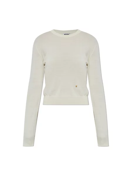 Sweter Moschino wełniany z logo beżowy