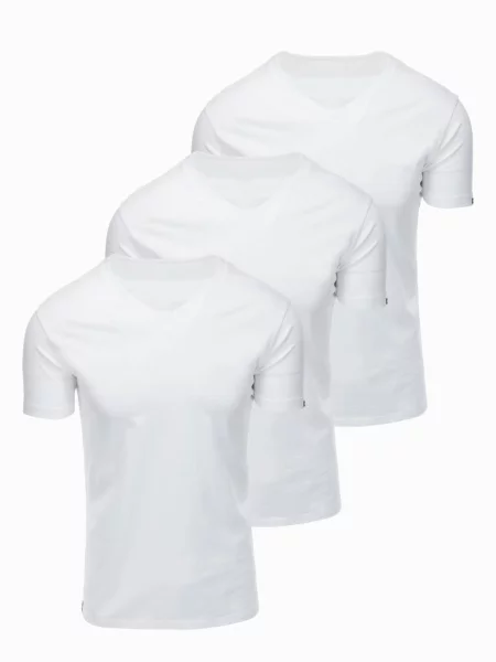 Ombre BASIC trička s V-krkem sada bílé