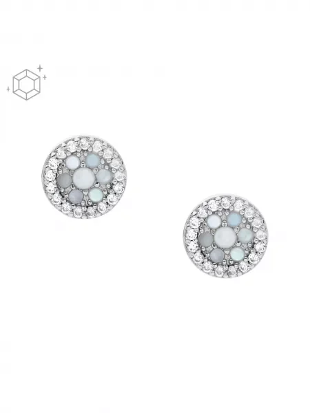 FOSSIL Náušnice svetlomodrá strieborná