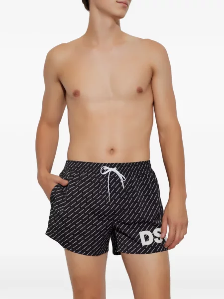 Slip de baie Dsquared2 cu autograf cu cordon negru