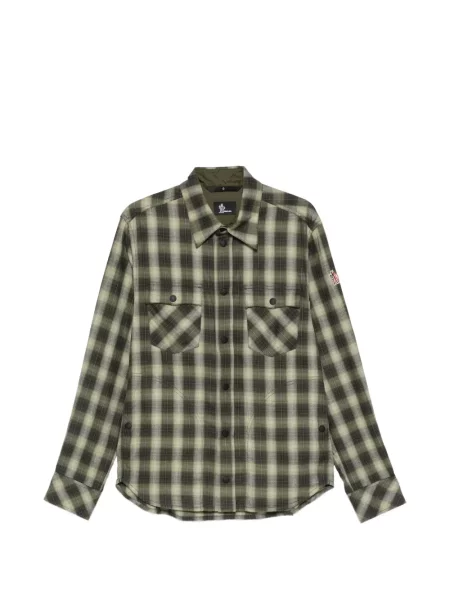 Cămașă Moncler Grenoble în carouri cu imagine verde