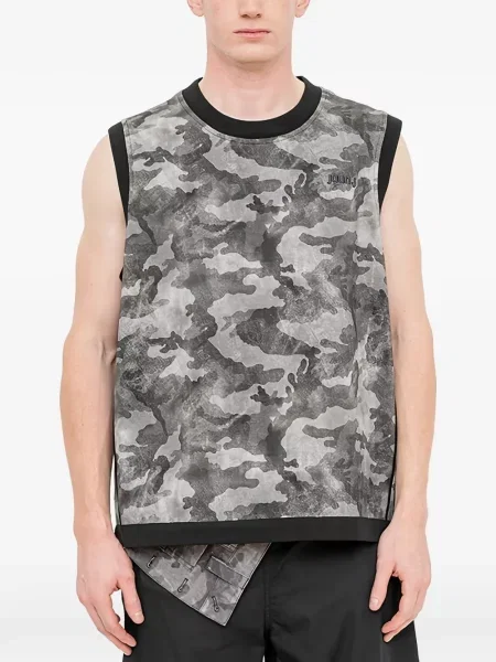 Tricou Juun.j fără mâneci cu imagine cu model camuflaj gri