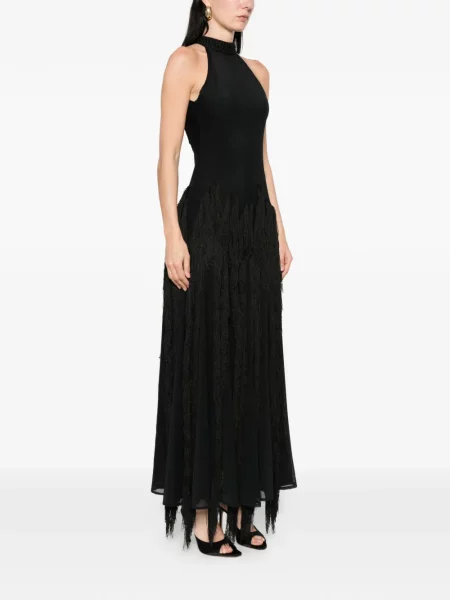 Rochie maxi Bless cu gât halter de costum negru