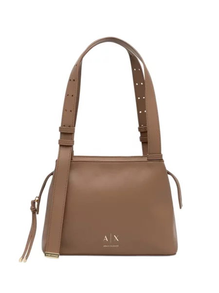 Geantă shopper Armani Exchange cu autograf maro
