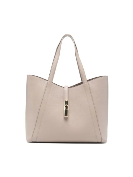 Shopperka Furla skórzana beżowa