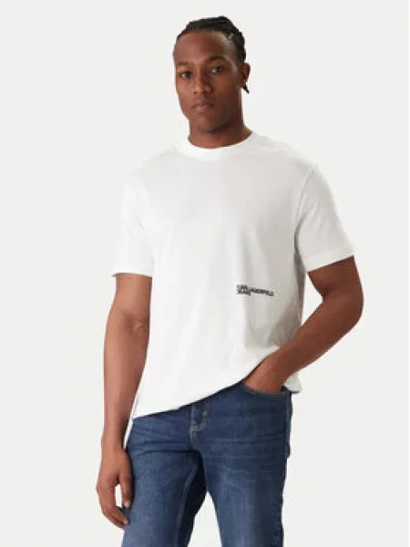 KARL LAGERFELD JEANS Marškinėliai šviesiai mėlyna / juoda balta