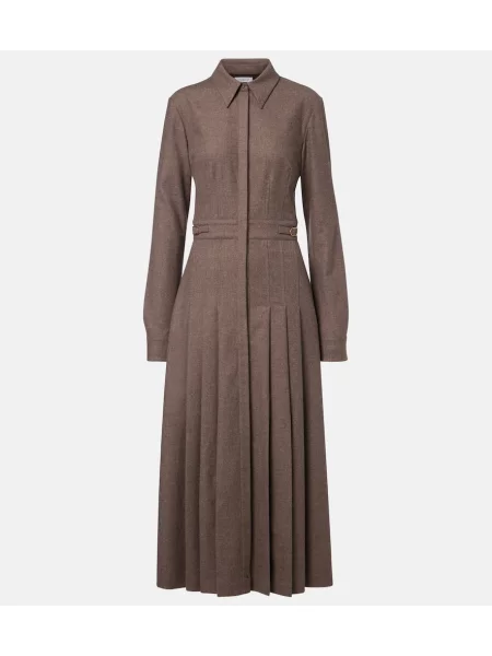 Rochie tip cămașă Gabriela Hearst de lână maro
