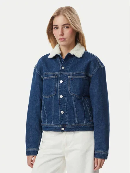 Tommy Jeans Džinsinė striukė Archive Teddy mėlyna