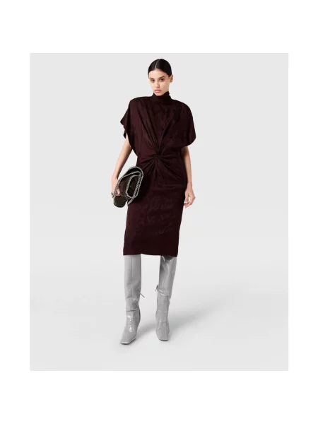 Sukienka midi Stella Mccartney skórzana czerwona