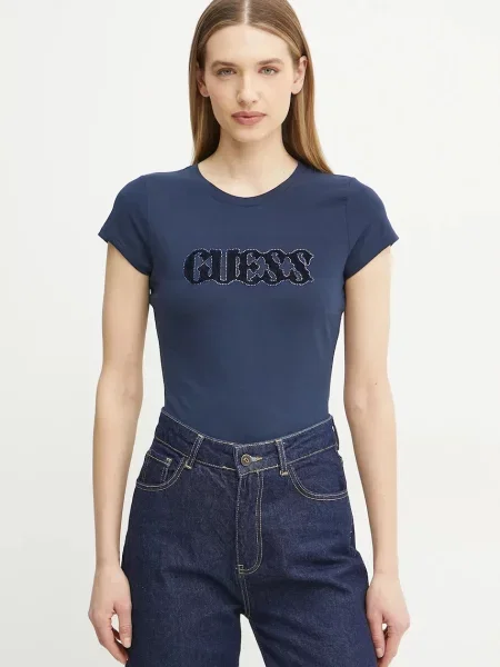 Тениска Guess тъмносиньо