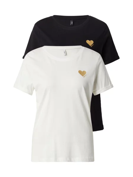ONLY Tricou ONLKITA auriu / negru alb