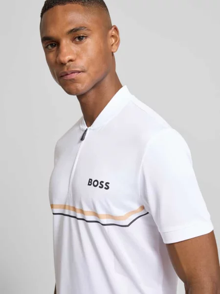 Koszulka polo o kroju slim fit z nadrukiem z logo model ‘TOC SPIN BODYMAPP Boss Green biała