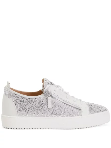 Stras sneakerși Giuseppe Zanotti alb