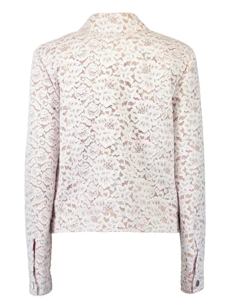 Top Michael Kors Collection cu model floral din dantelă alb