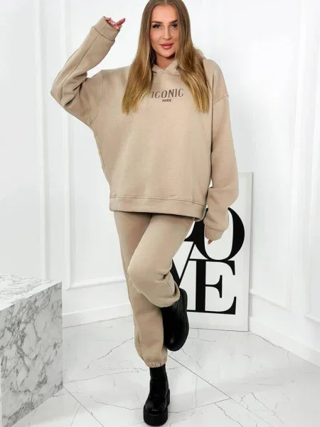 Pantaloni Kesi cu broderie bej