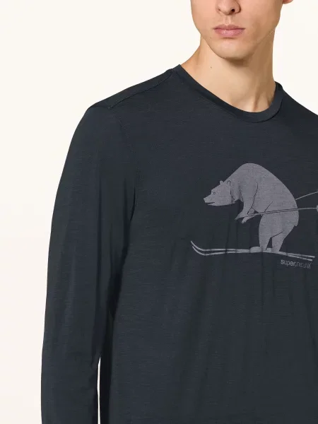 Super.Natural Koszulka Z Długim Rękawem Karl Z Wełną Merino blau granatowa