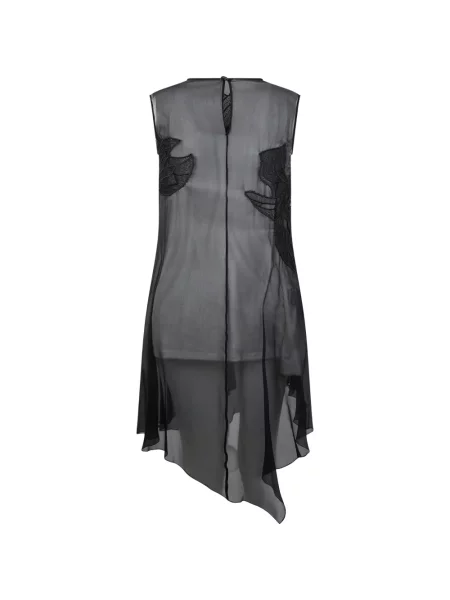 Rochie midi Alberta Ferretti asimetrică din dantelă negru