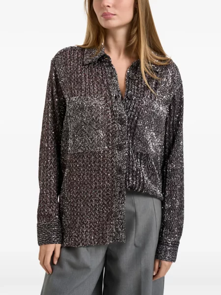 Плетена риза Missoni с пайети сиво