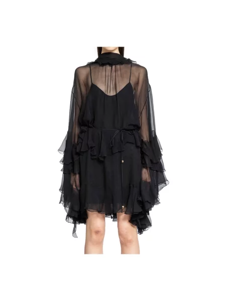 Mała mały sukienka mini Chloe z falbankami czarna