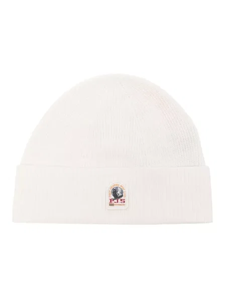 Pletený žebrovaný čepice Parajumpers bílý