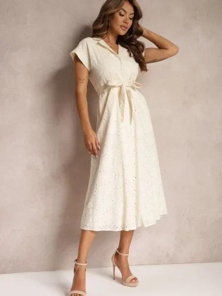 Rochie crem cloș din cu broderie și Ilosofia bej