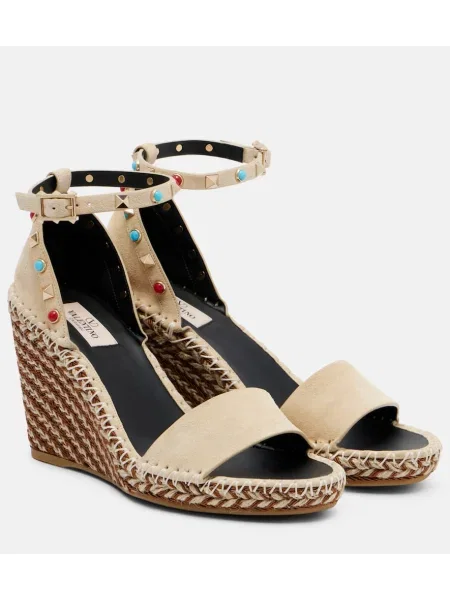 Espadrile Valentino Garavani din piele de căprioară bej