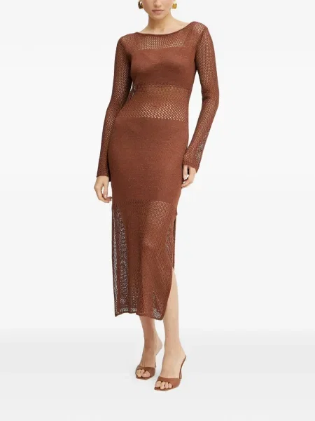 Rochie maxi Fracomina tricotate lungă de costum maro