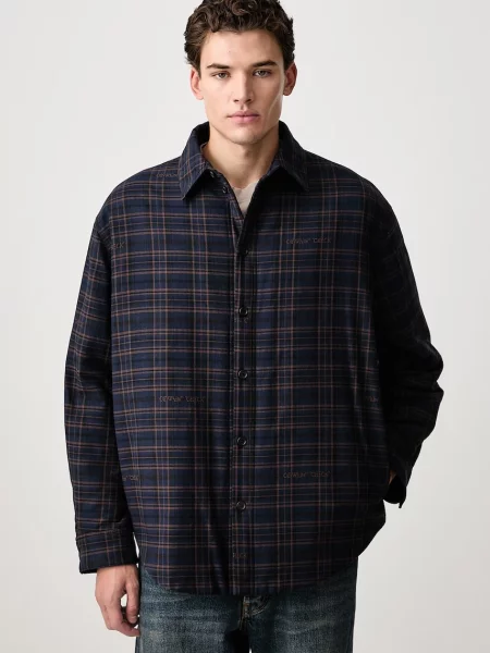 Off-White Lbl Check Flannel geacă tip cămașă din pentru bărbați alb