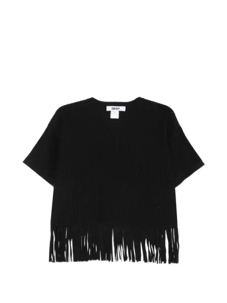 Pulover Dkny cu franjuri negru
