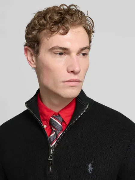 Sweter z dzianiny z wyhaftowanym logo Polo Ralph Lauren czarny