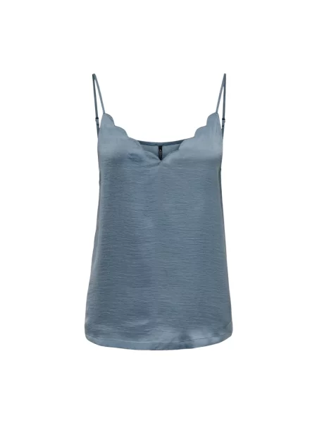 Jedwabna bluzka Only elegancka z dekoltem w serek niebieska