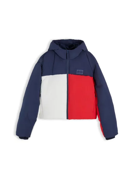 Tommy Jeans Geacă de iarnă albastru închis / roșu alb