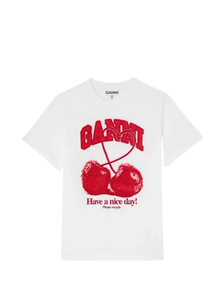 Tricou Ganni cu imagine alb