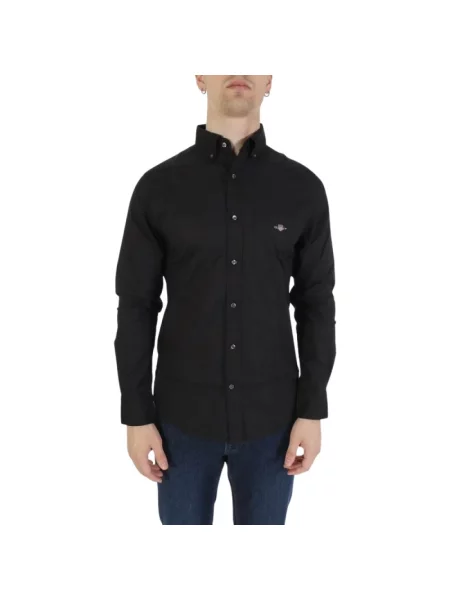 Gant koszula regular z kołnierzykiem button-down czarny