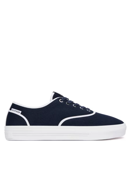 Πάνινα παπούτσια Tommy Hilfiger Th Vulc Cup Long Lace Canvas Σκούρο μπλε