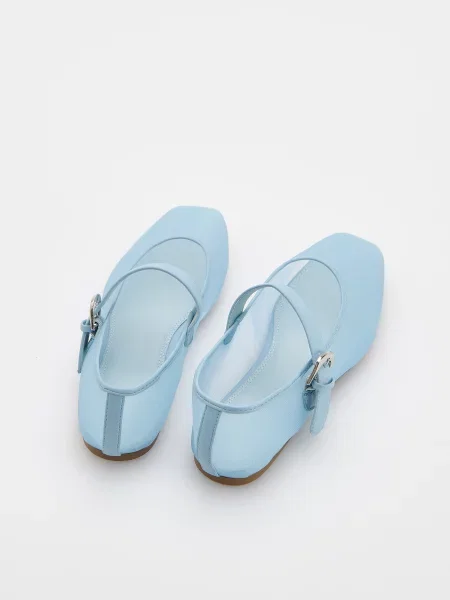 Балетки Reserved с сеткой голубые