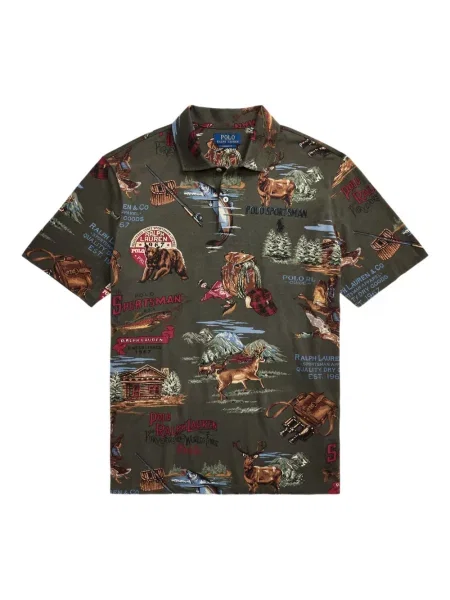 Kratak samt polo majica Polo Ralph Lauren s vezom crna