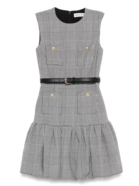 Rochie Self-portrait în carouri de costum negru