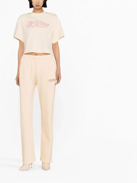 Siuvinėtas marškinėliai Off-white apkarpytas balta