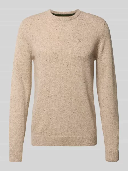 Sweter o kroju regular fit z dzianiny z mieszanki wełny Barbour beżowy