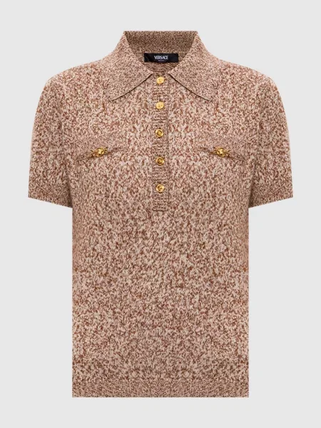 Поло Mouliné з вовни кашеміру та шовку Versace бежеве